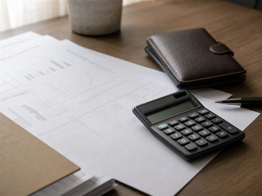Calculadora e documentos para conferência de valores